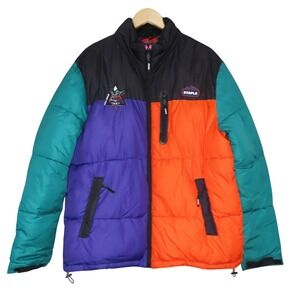 Staple Mens Colorblock Puffer Jacket Multi Color World Renown Eagle XL